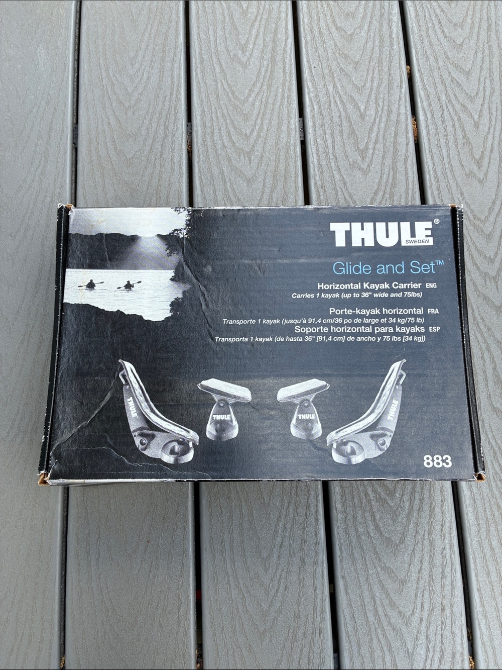 Thule 883 Glide & Set Horizontal Kayak Carrier Kit Black